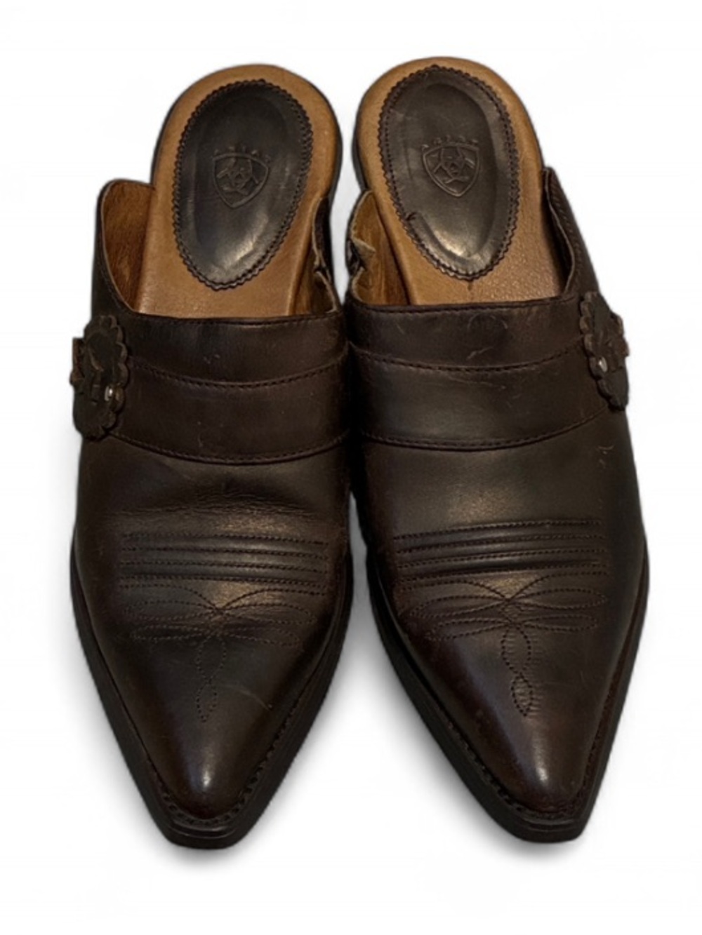 Ariat Brown Western Pointed Leather Slip-On Mules
